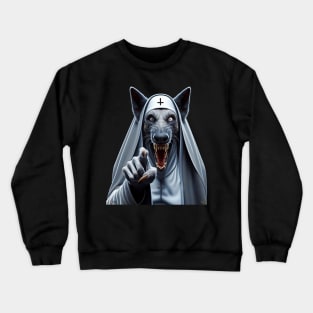 Scary Doggie Nun Crewneck Sweatshirt